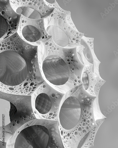 Microscopic View of Coccolithophore’s Calcium Plates in Detailed Geometric Pattern photo