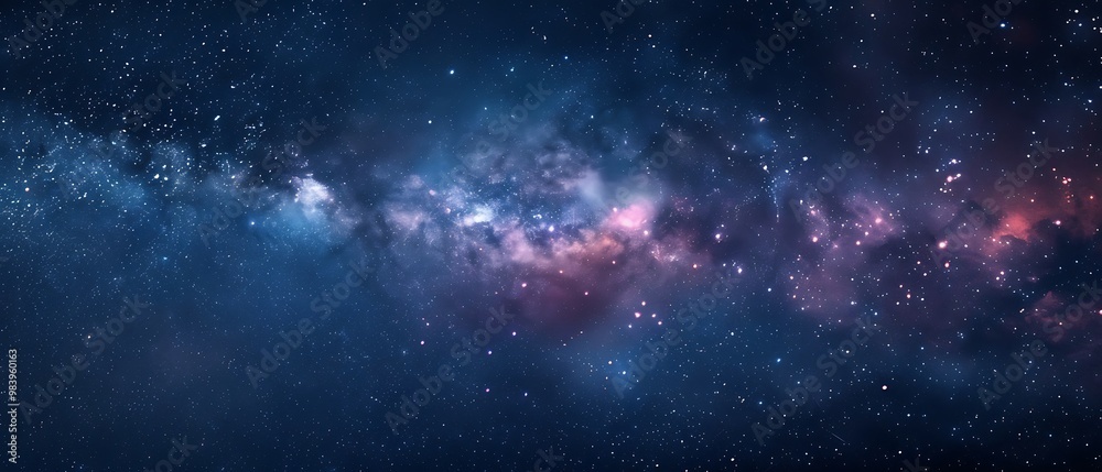 Naklejka premium Beautiful Blue Skies with Nature, Moon ,Cloud ,Beach scenery, Tree, night -Anime concept Background