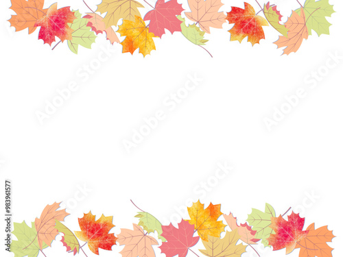 紅葉したかえでのフレームイラスト