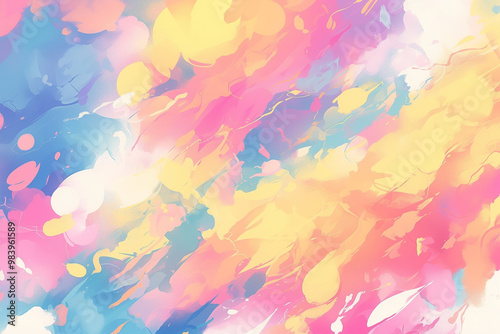 Abstract background with pastel colors and watercolor stains. Backdrop filled with fluid shapes and splashes of liquid paint, creating an artistic design.