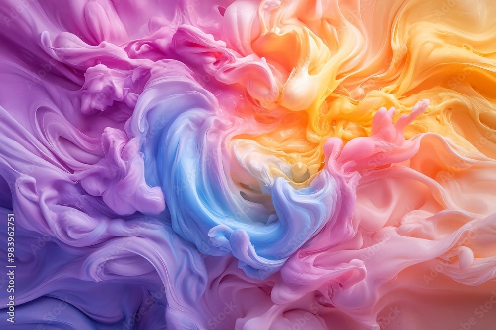 Obraz premium Vibrant abstract swirl of colors blending together, creating a mesmerizing visual effect with dynamic hues.