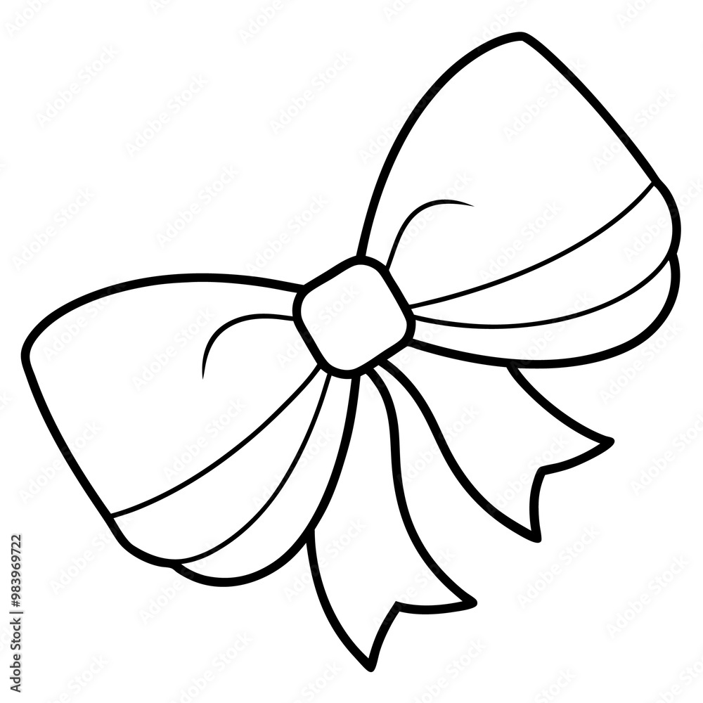 Fototapeta premium packing bow ribbon outline coloring book page line art drawing