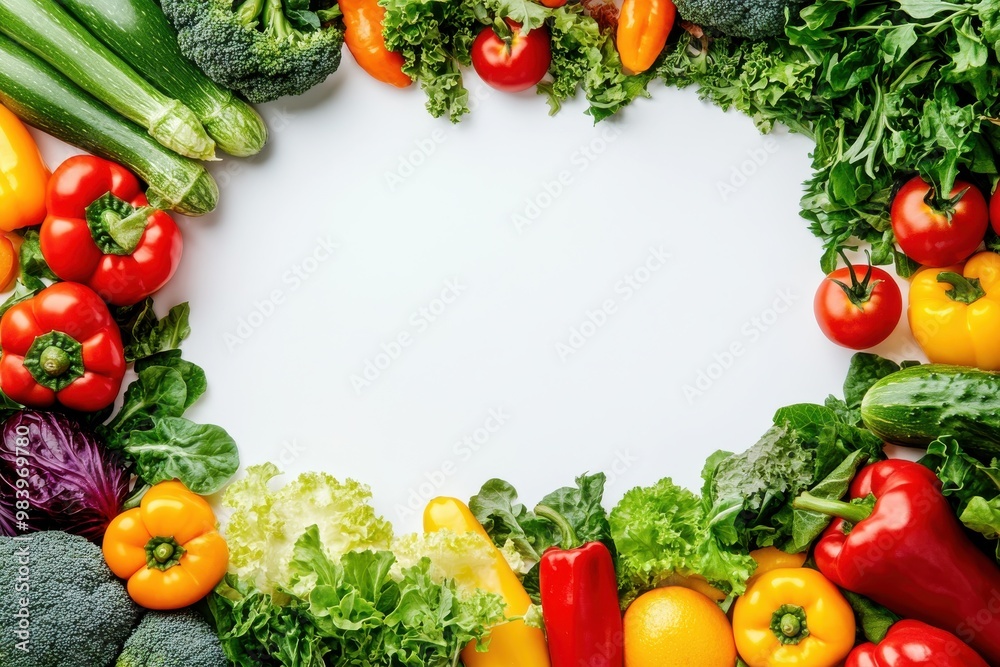 A collection of colorful, fresh vegetables such as tomatoes, peppers, broccoli, A collection of colorful, fresh vegetables such as tomatoes, peppers, broccoli,