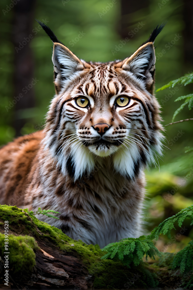 Fototapeta premium European lynx portrait in the forest 