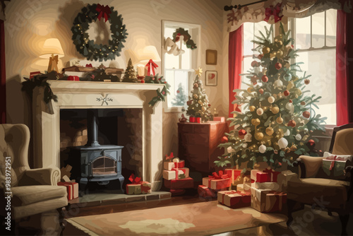 vintage style Christmas with an old fashioned interior