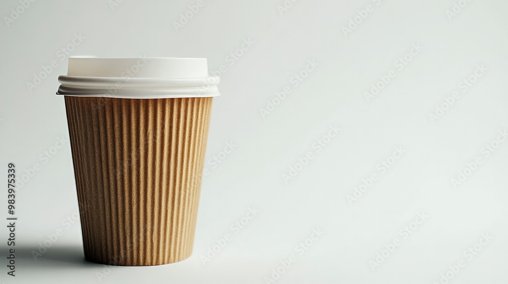 A trendy takeaway cup of hot coffee, without a lid, set on a clean white background for a minimalist feel A trendy takeaway cup of hot coffee, without a lid, set on a clean white background for a minimalist feel