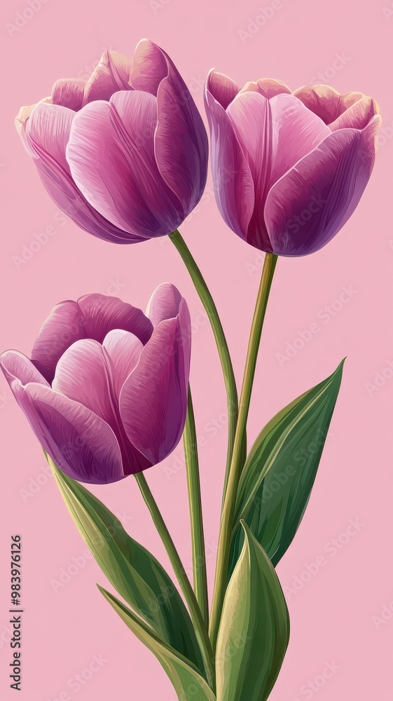 Fototapeta premium Watercolor purple tulips pattern and seamless background,watercolor spring tulip flowers. Stock illustration,beautiful floral set,cute illustration print fabric,abstract colorful wallpaper.