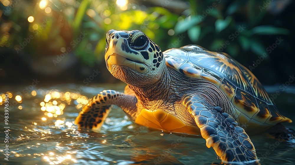 Majestic Sea Turtle in Serene Tropical Waters Majestic Sea Turtle in Serene Tropical Waters