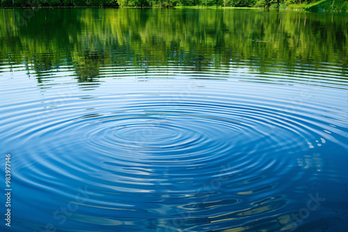 The lake's surface is calm.