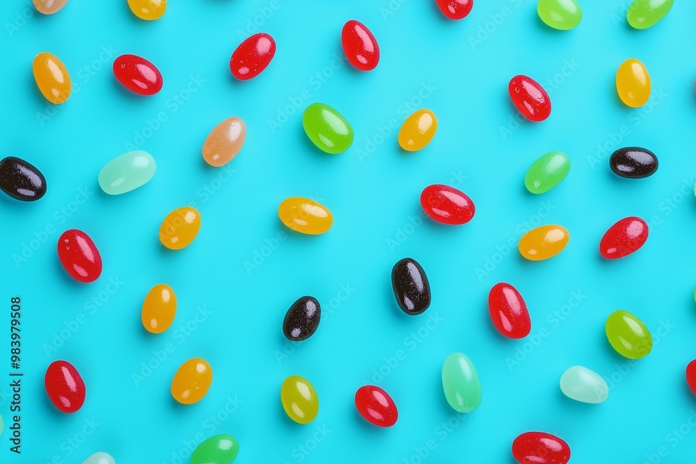 Colorful jelly beans isolated on blue background Colorful jelly beans isolated on blue background
