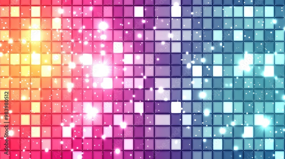 Fototapeta premium Vibrant Digital Grid with Glowing Lights - Abstract Background for Creative Projects and Modern Designs