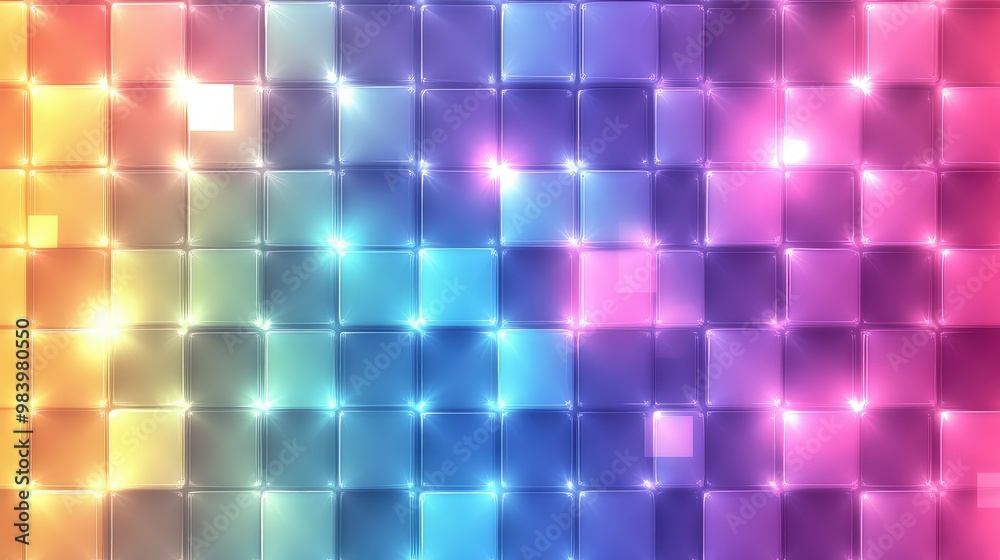 Vibrant Digital Grid with Glowing Lights - Abstract Background for Creative Projects and Modern Designs