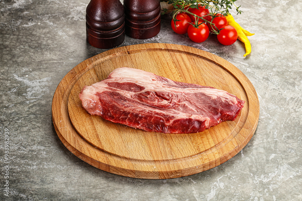 Raw beef chuck roll steak Raw beef chuck roll steak