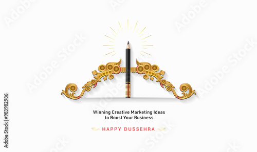 Happy Dussehra Creative greeting card design.
