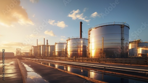 Oil and gas rafinery pipline. Industrial pipes in sunny weather. Ai generative