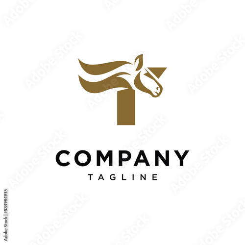 Letter T Elegant Equestrian logo icon vector