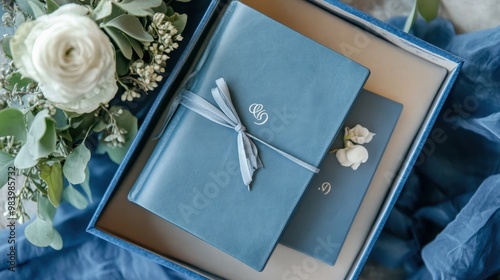 Elegant Wedding Album With Floral Decor photo