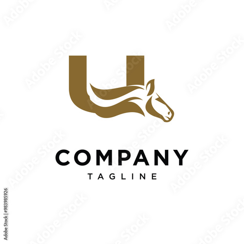 Letter U Elegant Equestrian logo icon vector
