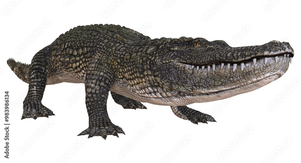 Naklejka premium Alligator isolated on white background 3d illustration