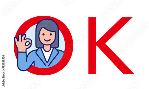 OKポーズをする女性とOKの文字