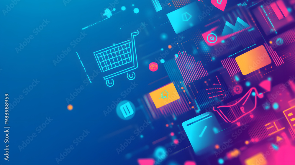 Modern E-Commerce Expo Banner with Digital Icons