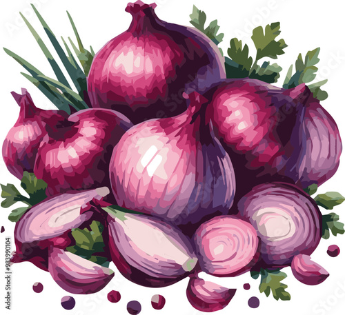 onion vagetable silhouette - vector image of onion -Red purple onion onions vegetable,