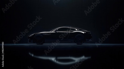 A minimalist black wallpaper with subtle textures of a sleek car silhouette