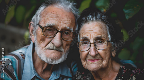 Portrait of a couple of two old people of retirement age. AI Generated