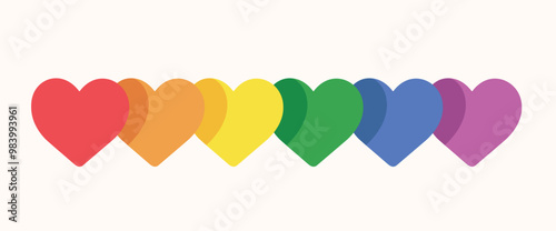 Rainbow heart LGBT Pride signs. vector illustration