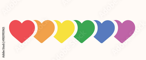 Rainbow heart LGBT Pride signs. vector illustration