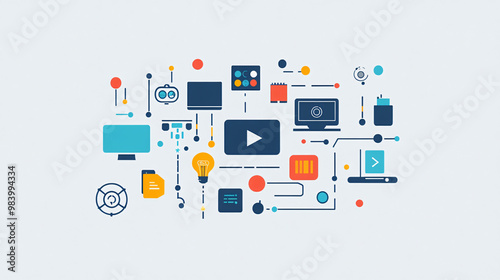 Wallpaper Mural A visual of minimalist technology symbols with a sleek and modern design. Torontodigital.ca