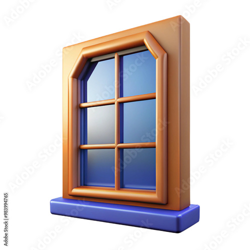 Window 3d cartoon style illustration