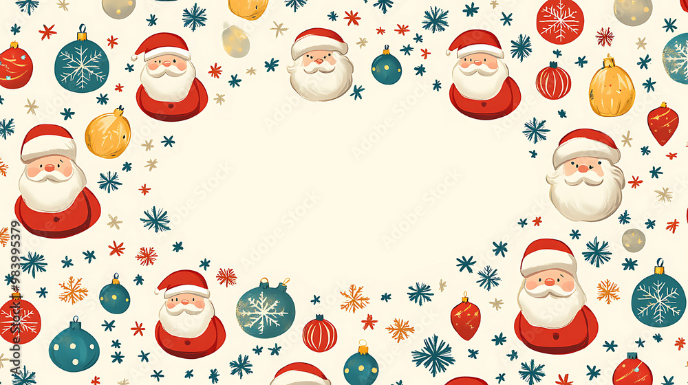 A vibrant, seamless pattern featuring Santa Claus, boys and girls with gifts, set against a festive background with ample space for adding custom text or greetings A vibrant, seamless pattern featuring Santa Claus, boys and girls with gifts, set against a festive background with ample space for adding custom text or greetings