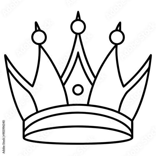 set of crowns outline coloring book page line art drawing