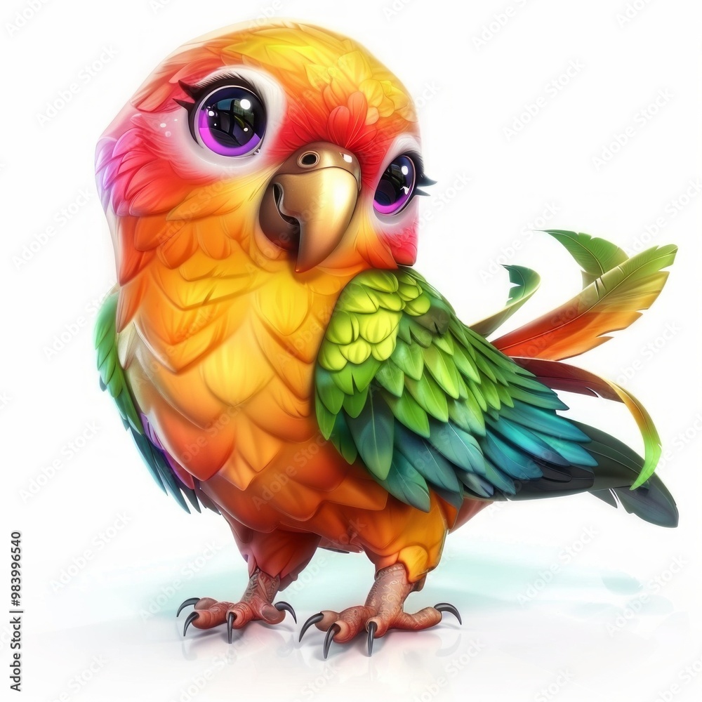 Obraz premium Charming parrotlet with vibrant colors isolated on white for animal design.