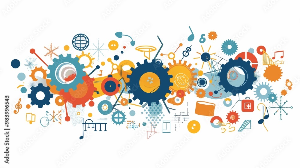 concept wallpaper art of retro color gear design concept wallpaper art of retro color gear design