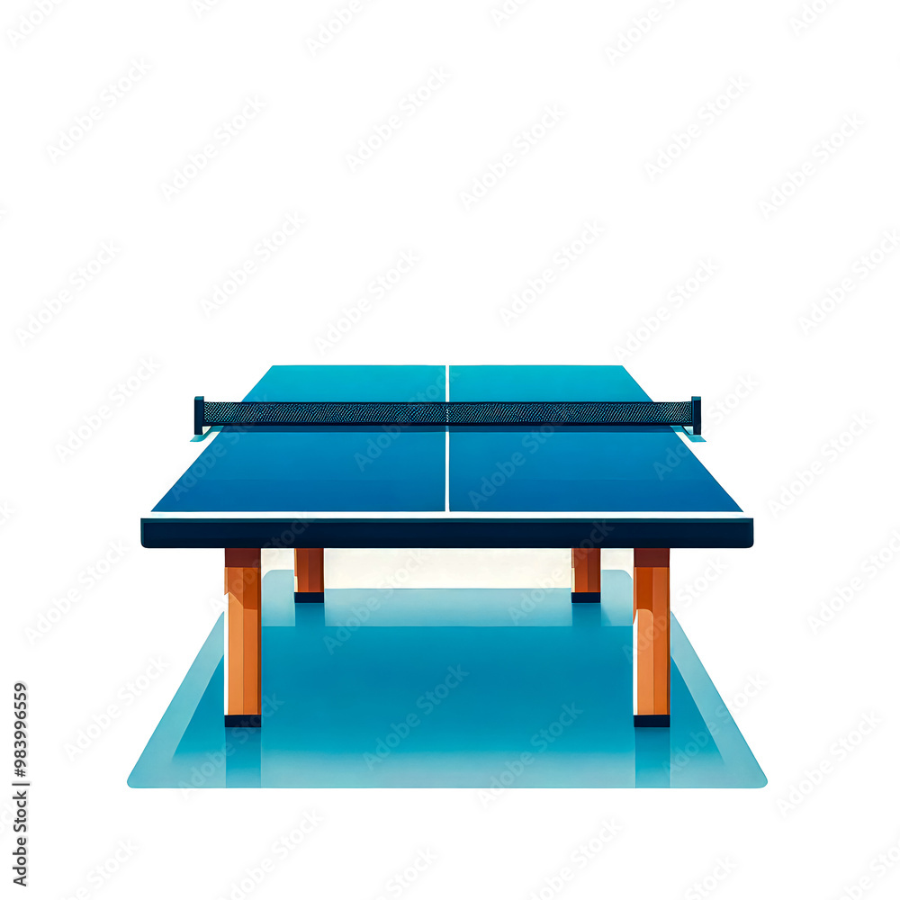 Isolated vector illustration of blue ping pong table on white background.