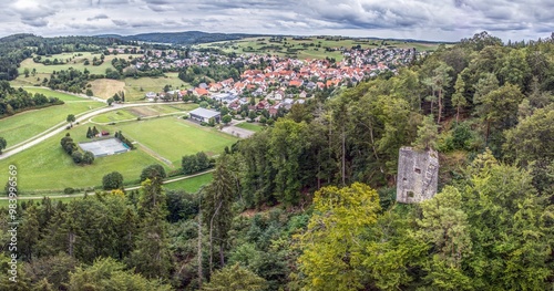 Drone panorama over the German village of Erpfingen photo