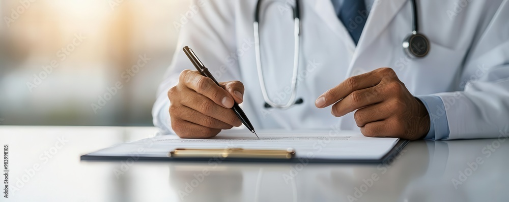 Doctor reviewing a patient s medical chart during a health checkup, representing a detailed health assessment and care plan Medical chart, Health evaluation Doctor reviewing a patient s medical chart during a health checkup, representing a detailed health assessment and care plan Medical chart, Health evaluation