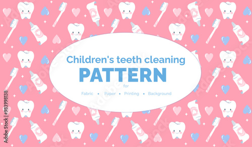Premium Dental Care and Tooth Cleaning Pattern – Ideal for Fabrics, Dental Clinic Decor, Dentist Uniforms, Tooth-Themed Gifts, and Oral Hygiene Products! Children child little girl ornament