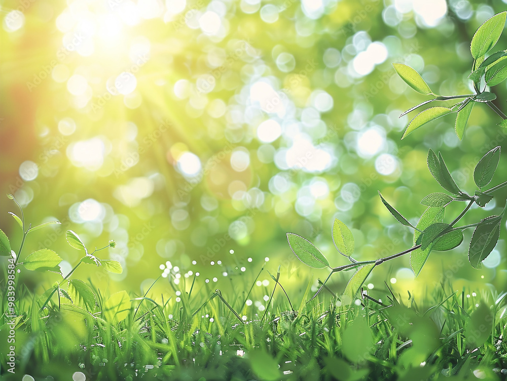 a background of green trees and grass