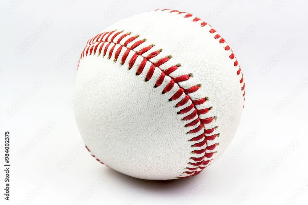 A classic white baseball with red stitching, isolated on a white background. A classic white baseball with red stitching, isolated on a white background.
