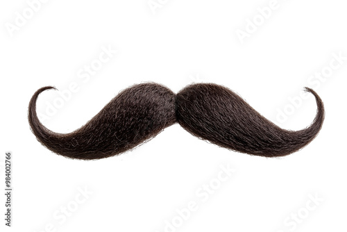 Obraz na płótnie Fake curly black handlebar mustache isolated on white background w salonie