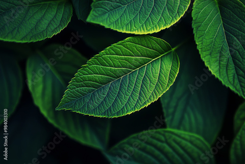 Green leaves background. Abstract natural pattern with vibrant foliage