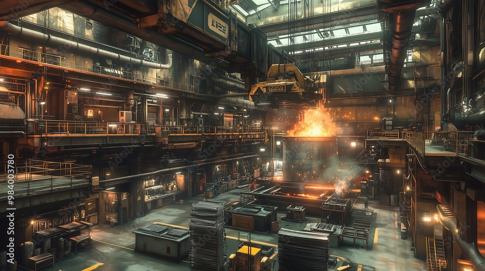 Industrial metal workshop interior Industrial metal workshop interior