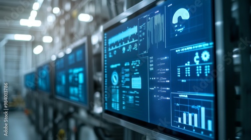 Wallpaper Mural AI-powered dairy farm management system, close-up of screens and monitoring equipment, Torontodigital.ca