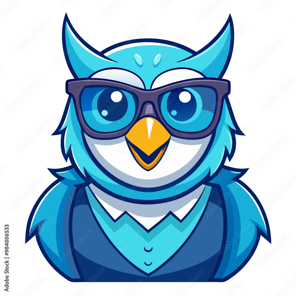Fototapeta premium Cartoon Owl Character Head Portrait in Avatar Style 