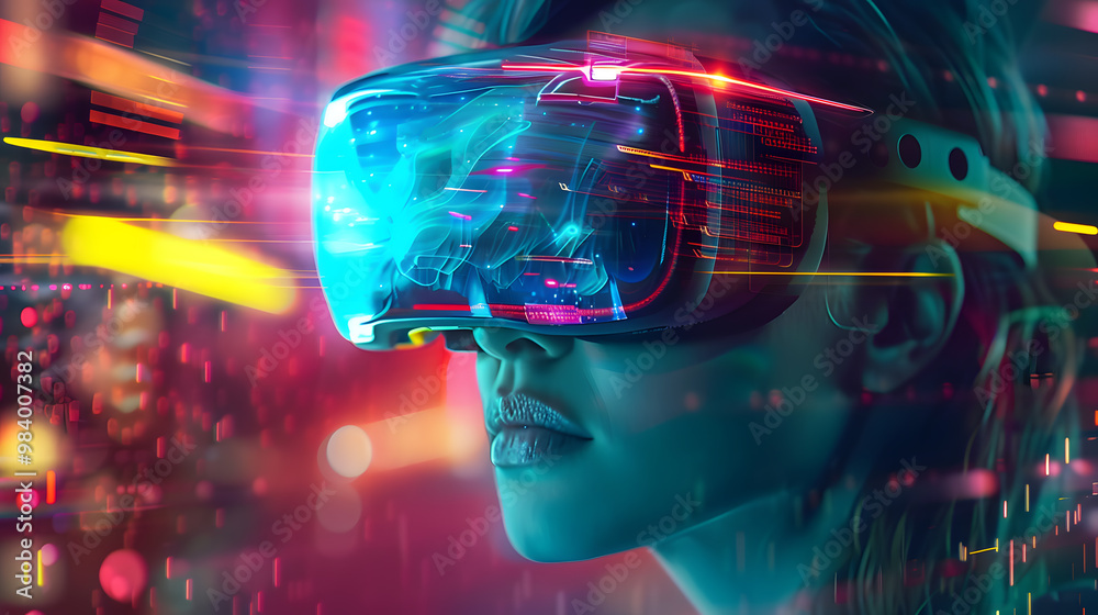 A woman wearing virtual glasses will wipe while controlling a program. AI Generated A woman wearing virtual glasses will wipe while controlling a program. AI Generated