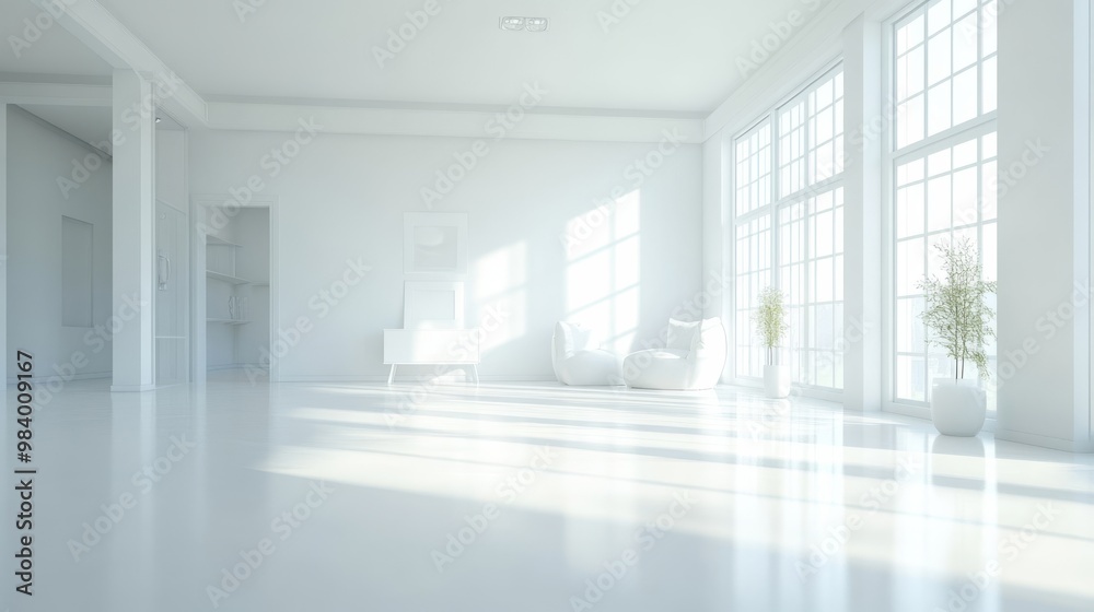 Bright white space with subtle soft lighting, Bright white space with subtle soft lighting,