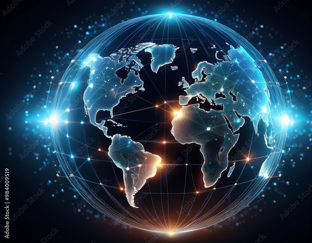 Fototapeta premium Abstract image representing global connectivity, communication and international business